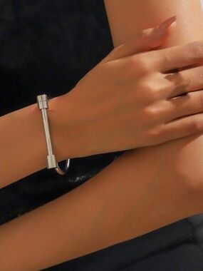 Anthropologie Silver Bar Cuff Bracelet